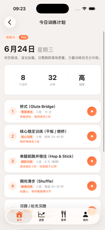 今日训练计划